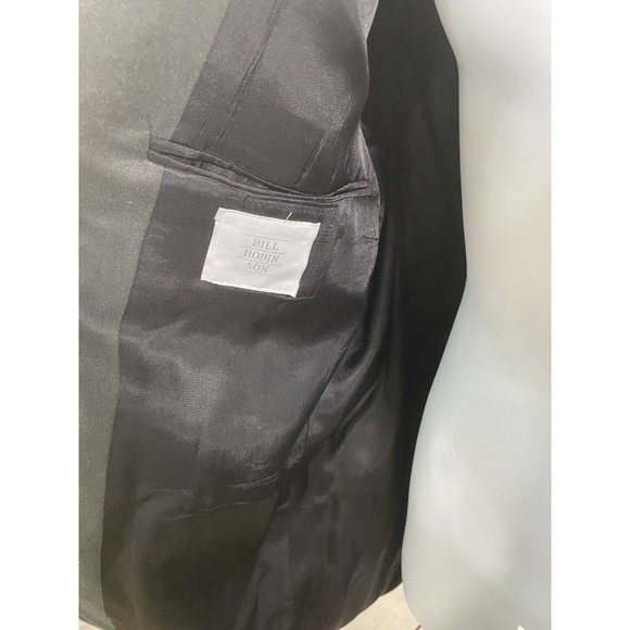 VTG NWT Bill Robin Son Black Polyester Micro Fiber 3 Button Jacket Blazer 44L - Picture 5 of 13